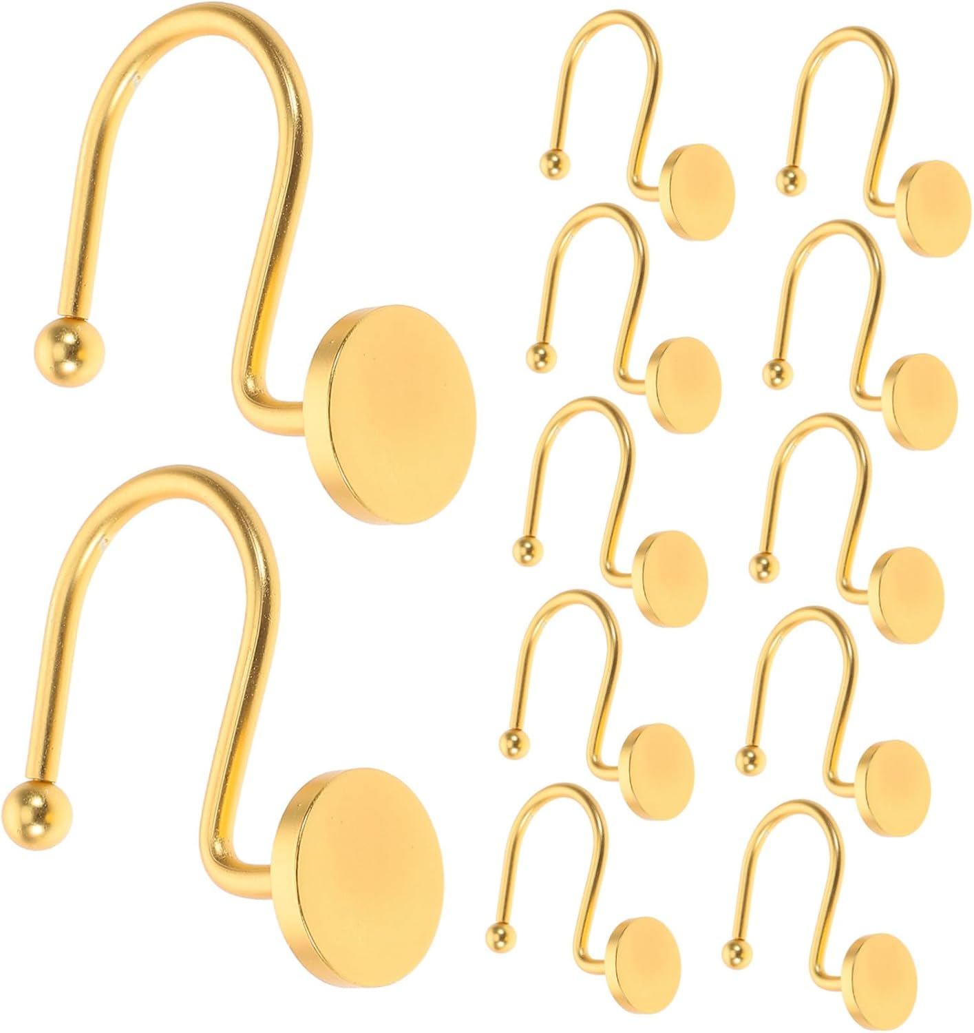 12pcs Metal Shower Curtain Hooks Round Design Hangers Modern Decorative Rings for Bathroom Rustproof and Sturdy Attachment for Shower Rod and Window Curtains