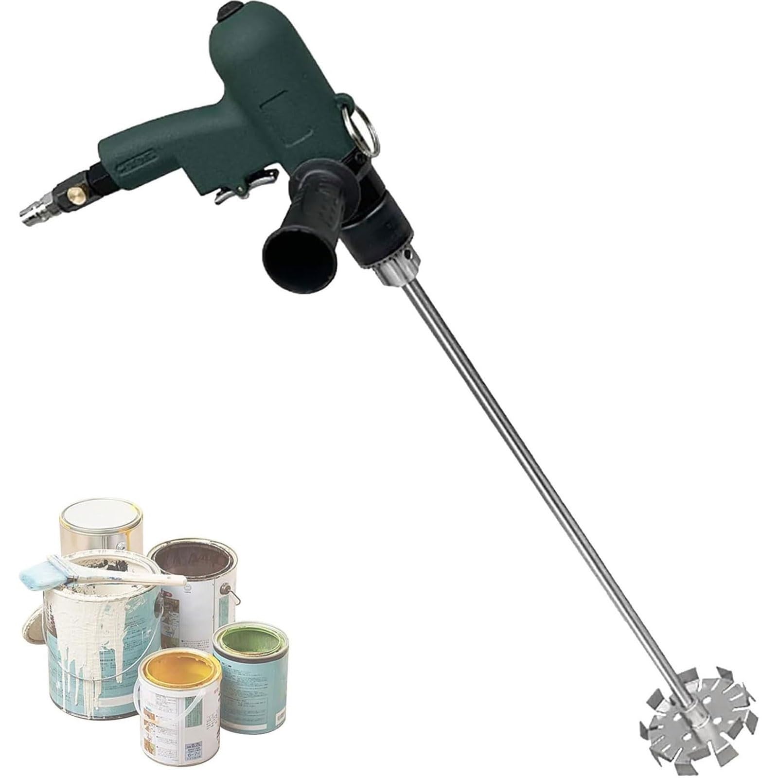Mezclador neumático de 1800 W, máquina agitadora de pintura con agitador de aire portátil, velocidad de 1800 RPM, varilla de 60 cm, velocidad ajustable, función de avance hacia atrás(Aluminum alloy)