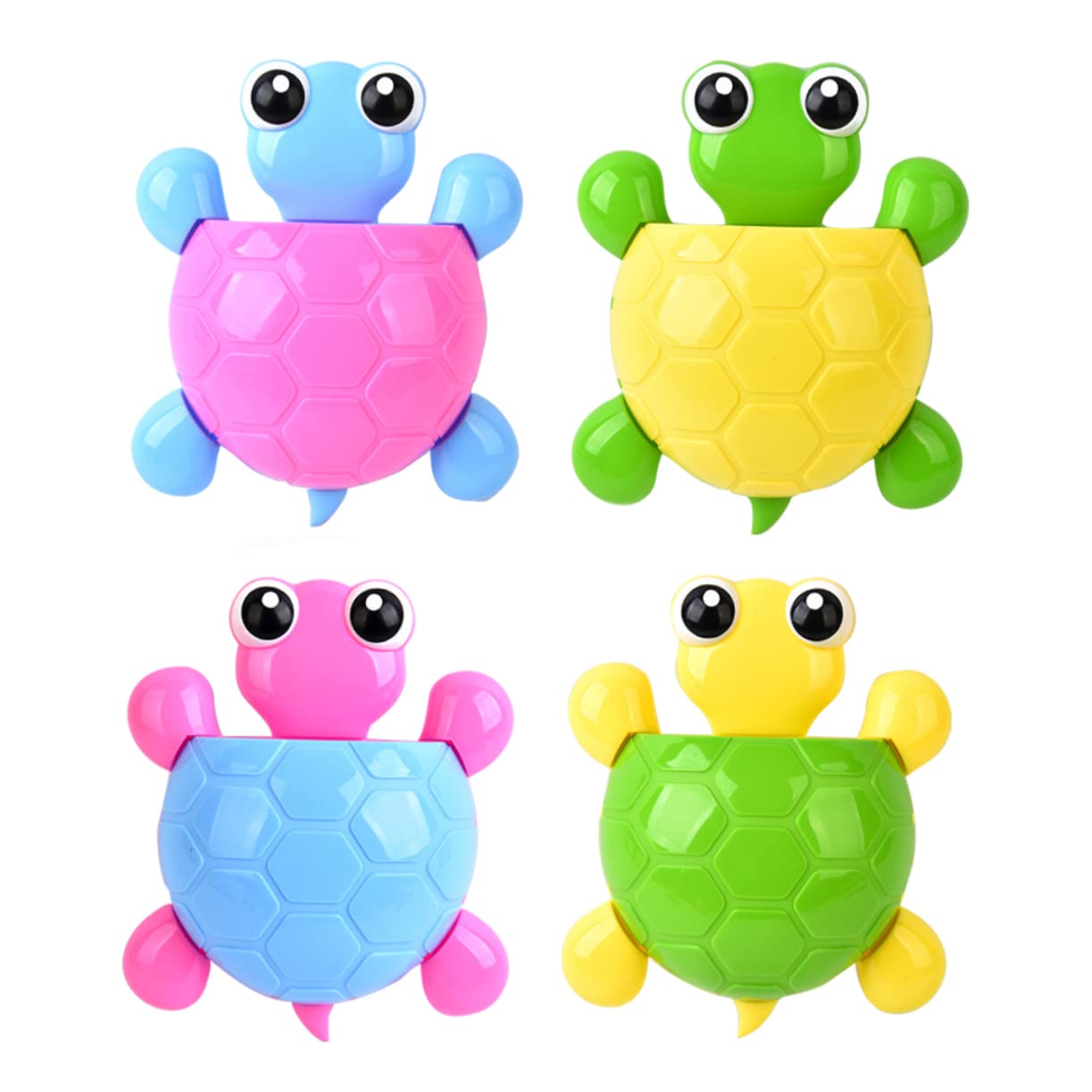 iplusmile 4 Piezas Soporte para Cepillos de Dientes con Diseño de Tortuga Organizador de Pasta de Dientes y Accesorios para Baño Colocación con Ventosas