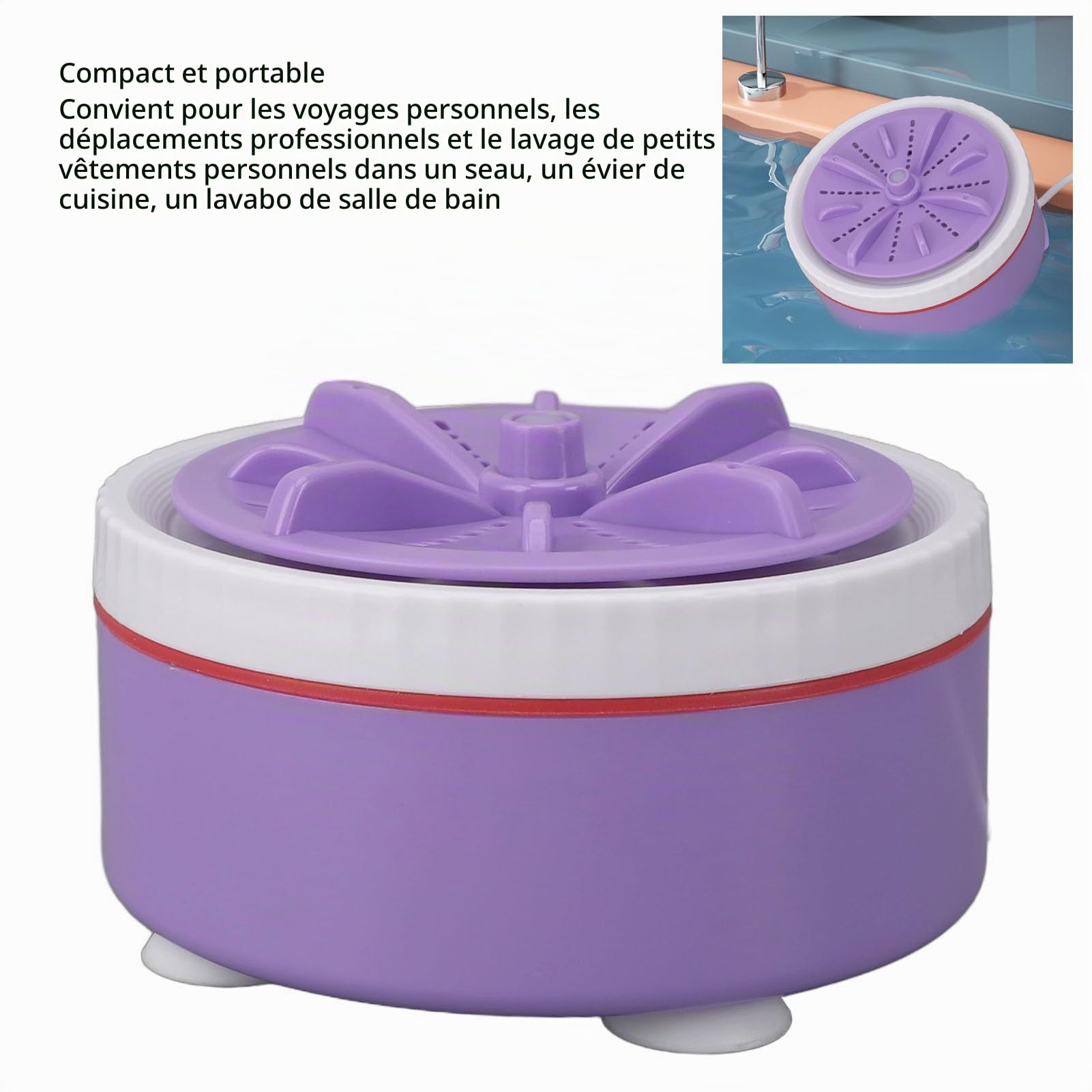 Machine à Laver Portable, Lave-vaisselle d'évier, Mini Lave-vaisselle Multifonction alimenté par USB avec Fonction Réglable Minutée pour Serviettes, Vêtements de bébé, Fruits,