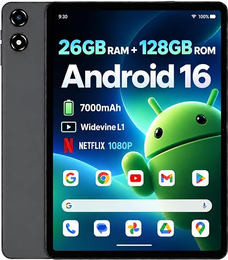 Android 16 Tablet 10 inch with 26GB RAM+128GB ROM, Tablet