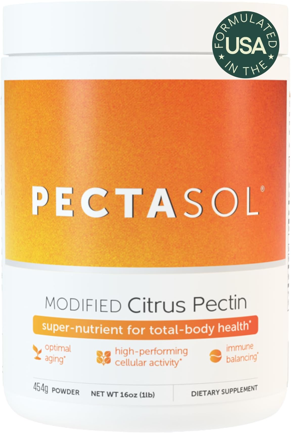 PectaSol Modified Citrus Pectin – 454g Powder – Total-Body Health Supplement to Support the Heart, Immune System, Inflammation Response & Healthy Aging + Maintain Healthy Galectin-3 Levels
