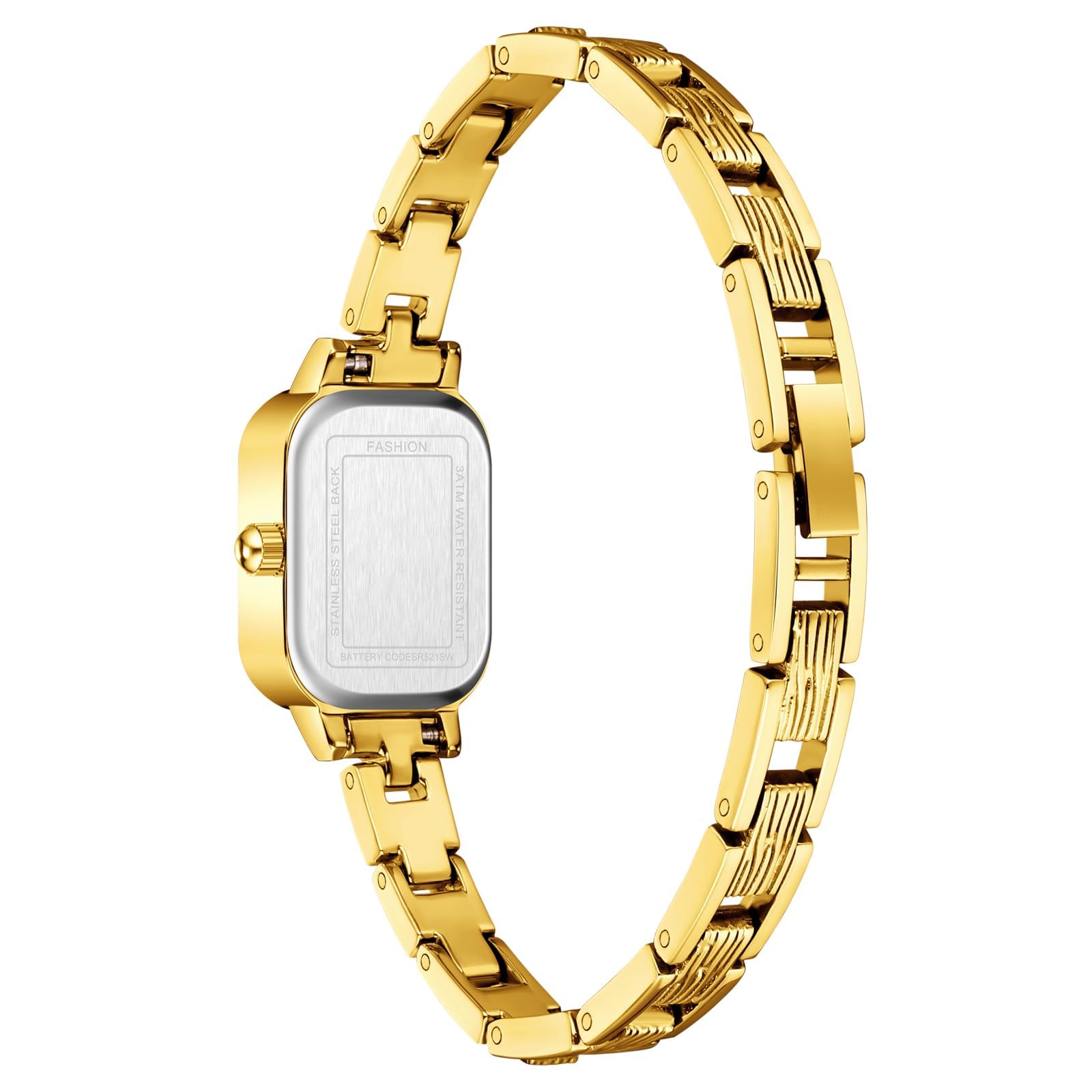 findtime Relojes dorados y plateados para mujer, reloj de pulsera para mujer