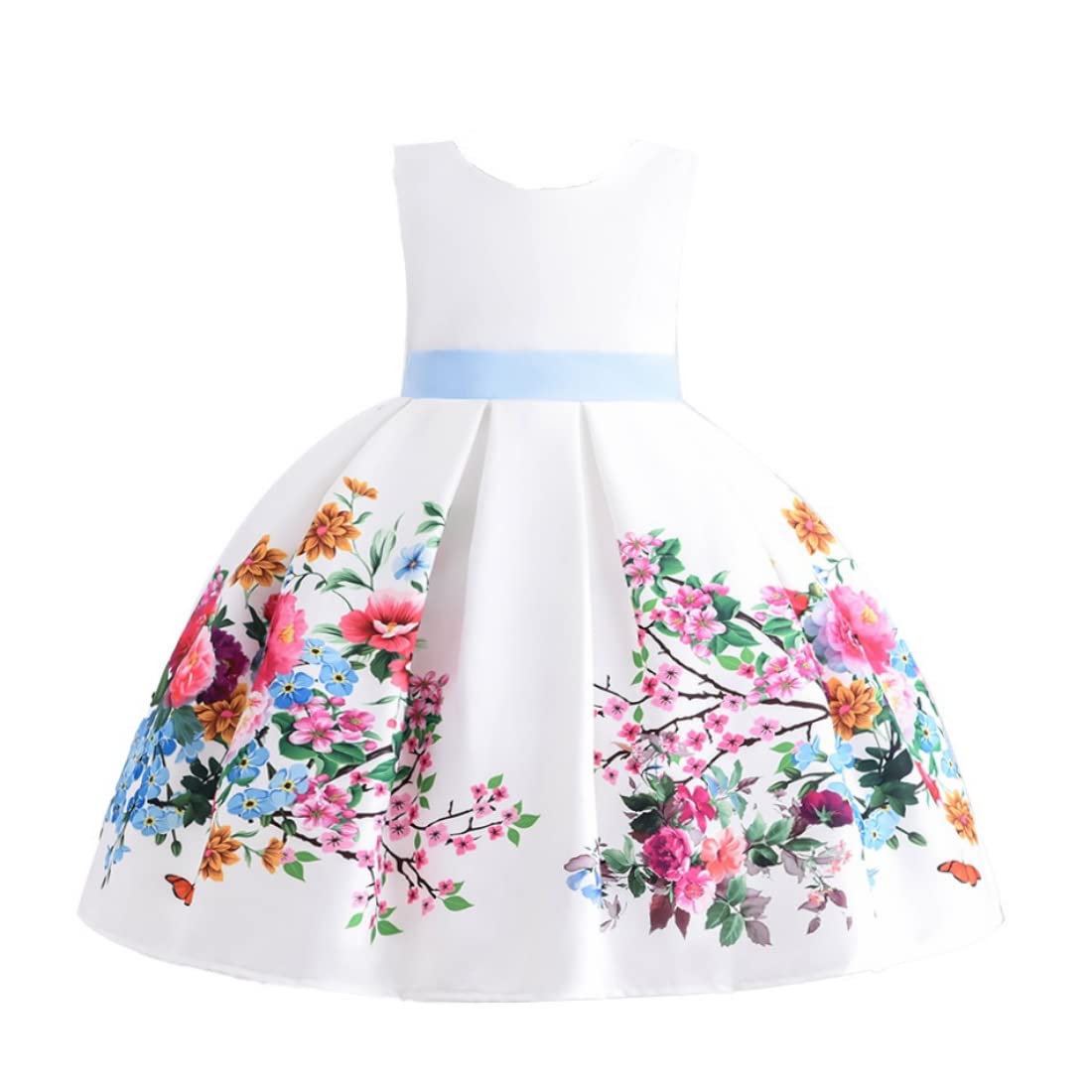 Cosplay Life Elegant Flower Dress for Girls Young Adult Fashion Bow Flower Waistline Kids Party Festival Ages 5-9 Years Old (Pink, 7yrs) — view 32