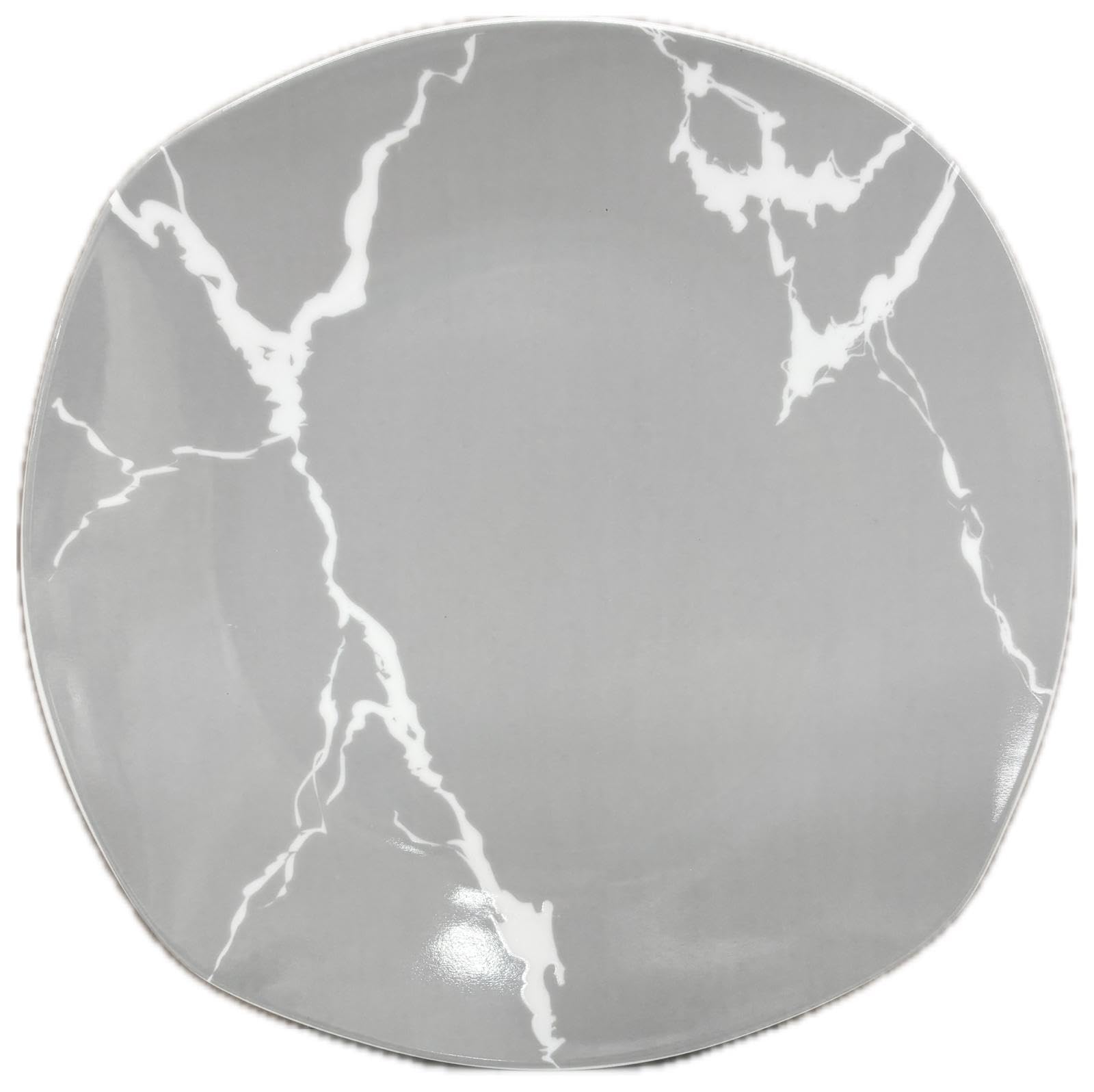 Servizio Piatti 18 Pezzi Per 6 Persone | Resistente Porcellana Bianca e Grigia Design Moderno Marmorizzato Elegante Raffinato | Uso Quotidiano, Occasioni Speciali, Lavabile in Lavastoviglie