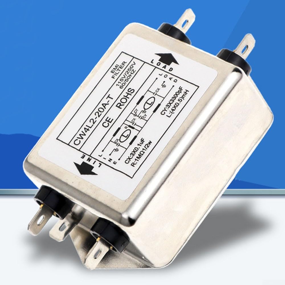 RANRAO Filtre d'alimentation pour EMI Filtre d'alimentation monophasé à double section 3A/6A/10A CW4L2-20A-T, Borne de filtre d'alimentation, Borne de filtre d'pour EMI, Filtre de ligne électrique