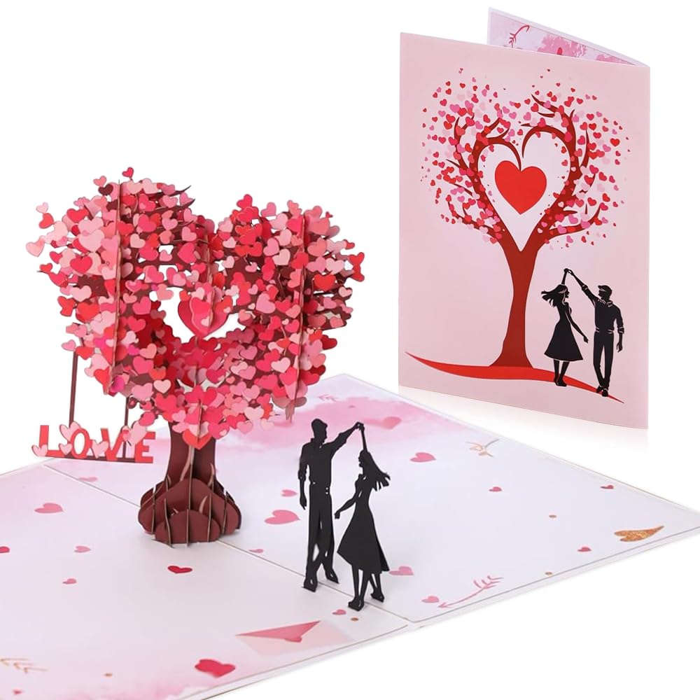 Aoreun Pop-Up Karte Hochzeit, 3D Hochzeitskarte Glückwunsch Glückwunschkarte Hochzeit Valentinstag Karte Hochzeitsgeschenke für Brautpaar, Pop Up Grußkarten mit Umschlag, Karte für Hochzeitstag
