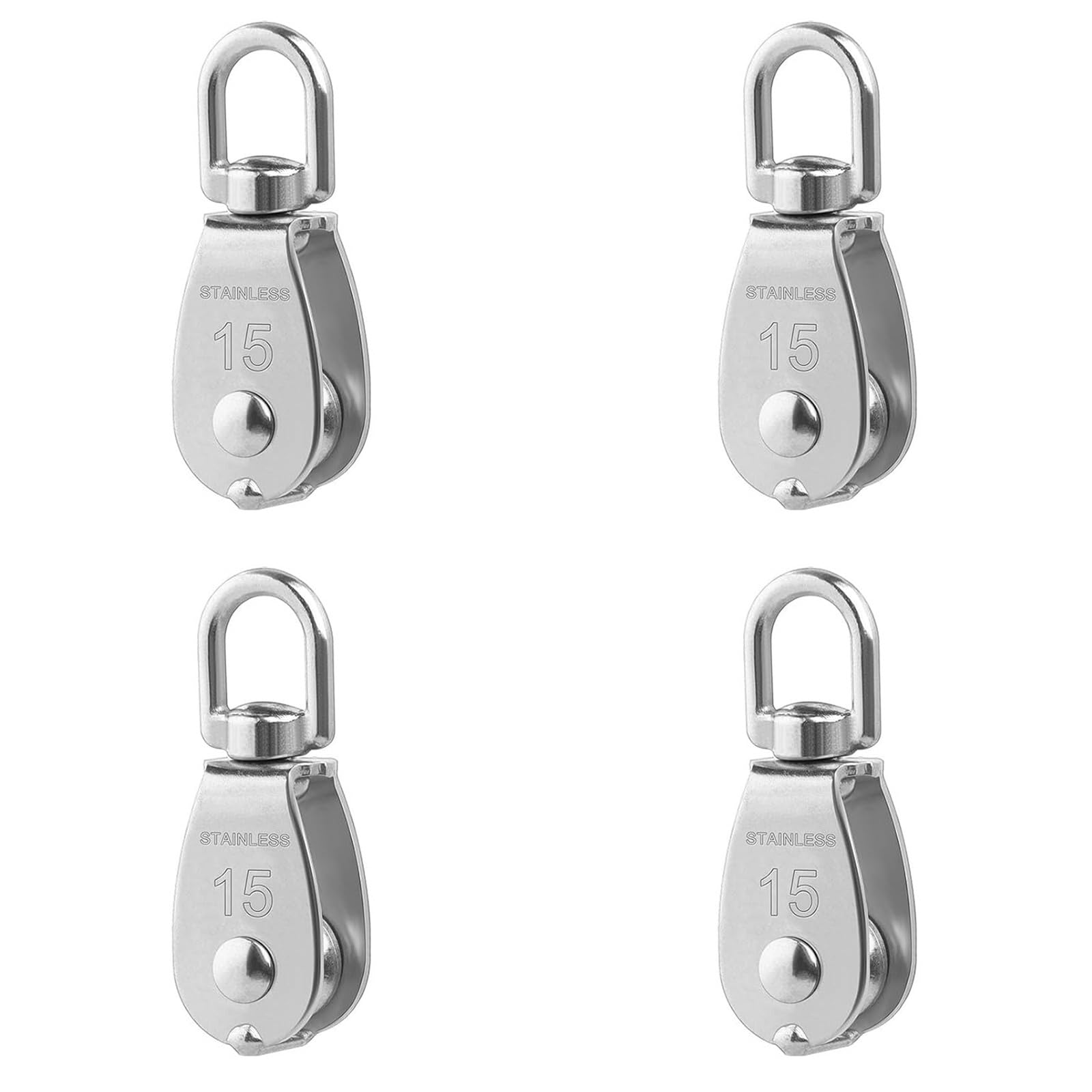 Apglsxy Rigging Pulley M15 Stainless Steel Rope Hardware With Top Loop And Single Wheel Design For Rope Routing And Workshop Setup Use 4 Pack