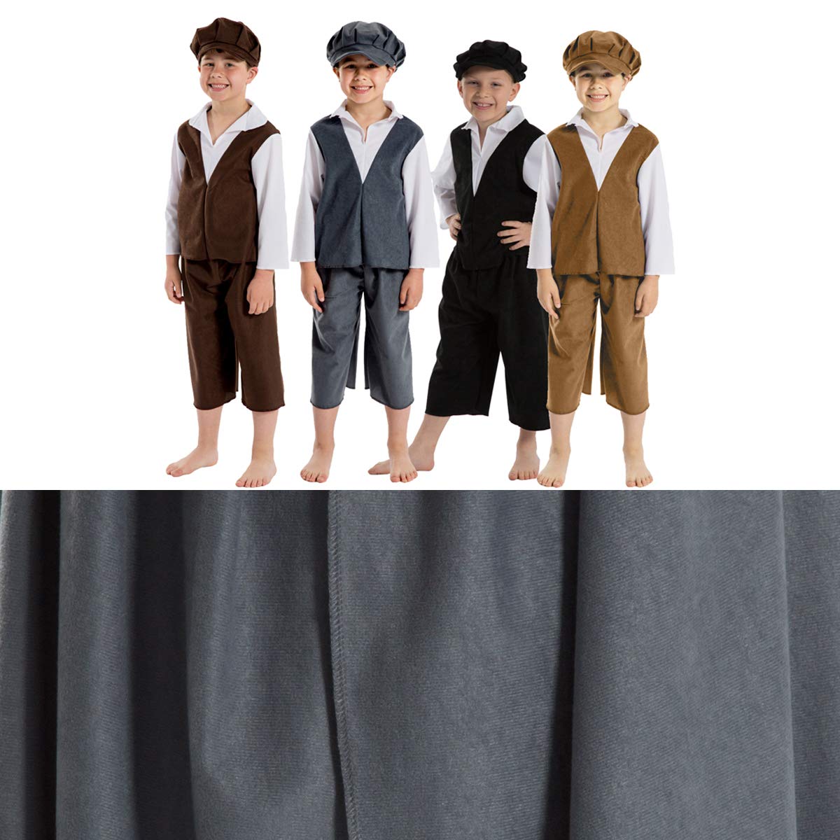 Victorian Boy Costume for Kids 5-11 Years | Four Colours | Three Sizes.