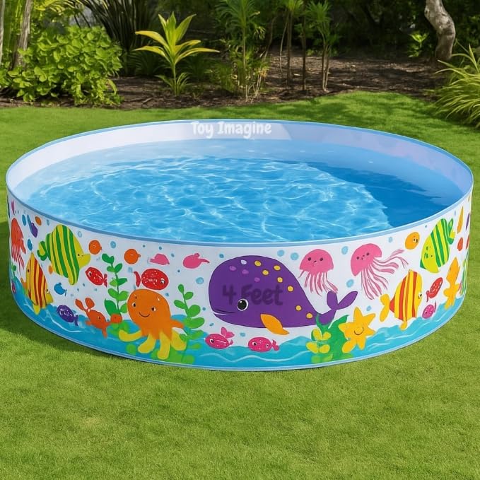 Toy Imagine™ Snapset Swimming Pool for Kids 4 Feet 1 to 5 Years | Portable, Foldable & Durable Swim Center Bath Tub for Kids| Plastic Water Bathing Tub Small Size.Holi-picture-19