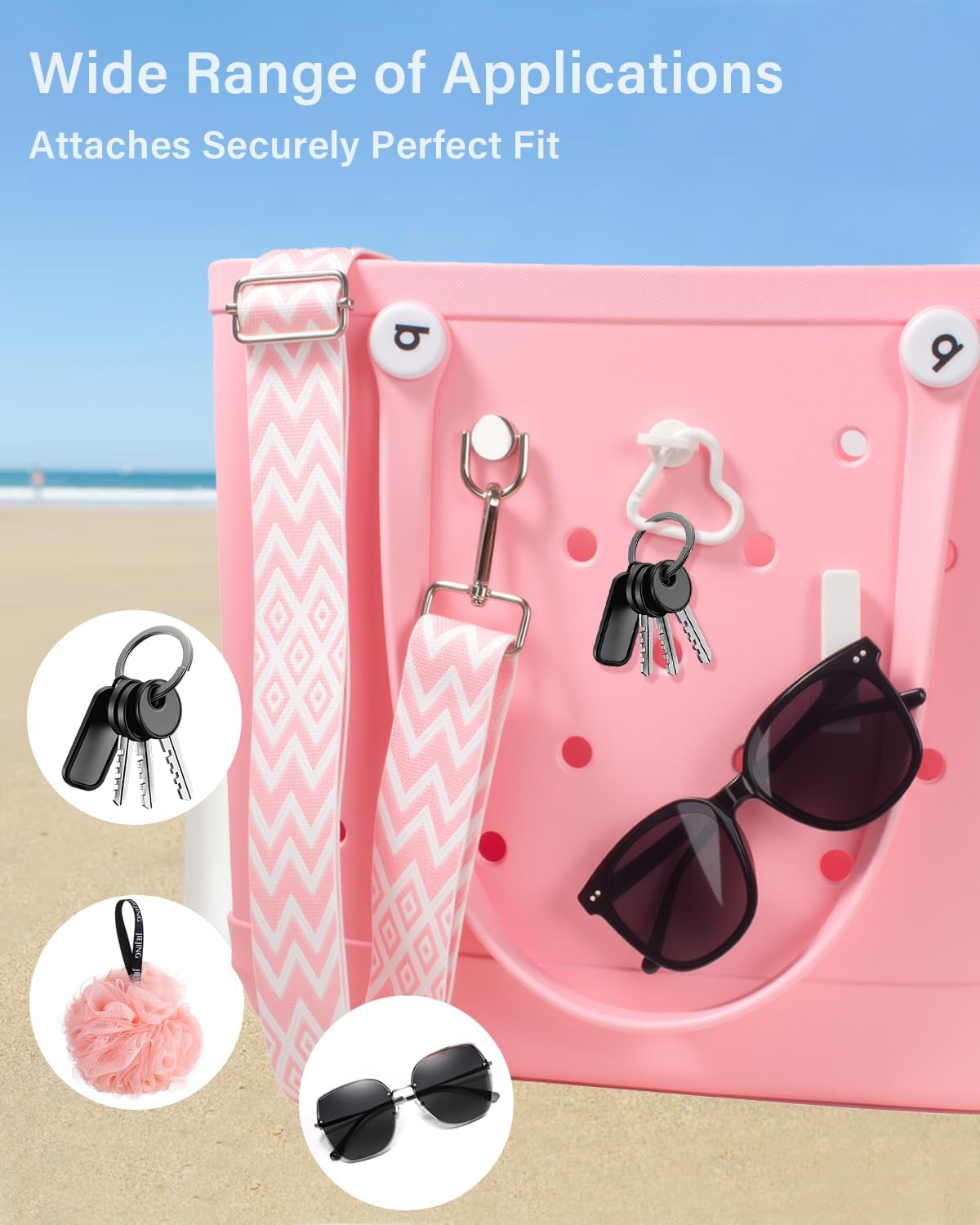 LETGO Strap for Bogg Bag Accessories Adjustable Shoulder Crossbody Straps,4 Pack Inserts Hooks Keychain Keyholder Charm - Image 6