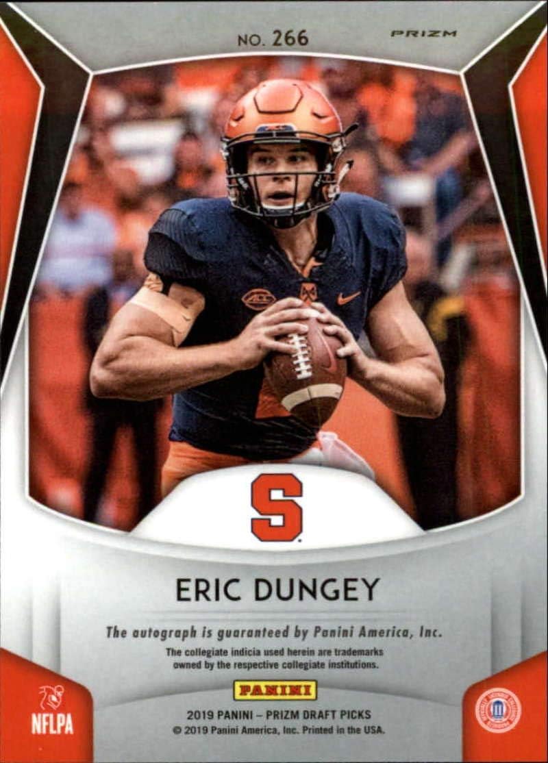 2019 Prizm Draft Picks Football Silver Prizm Autograph #266 Eric Dungey Syracuse Orange RC Rookie Auto Panini NFL Collegiate Card