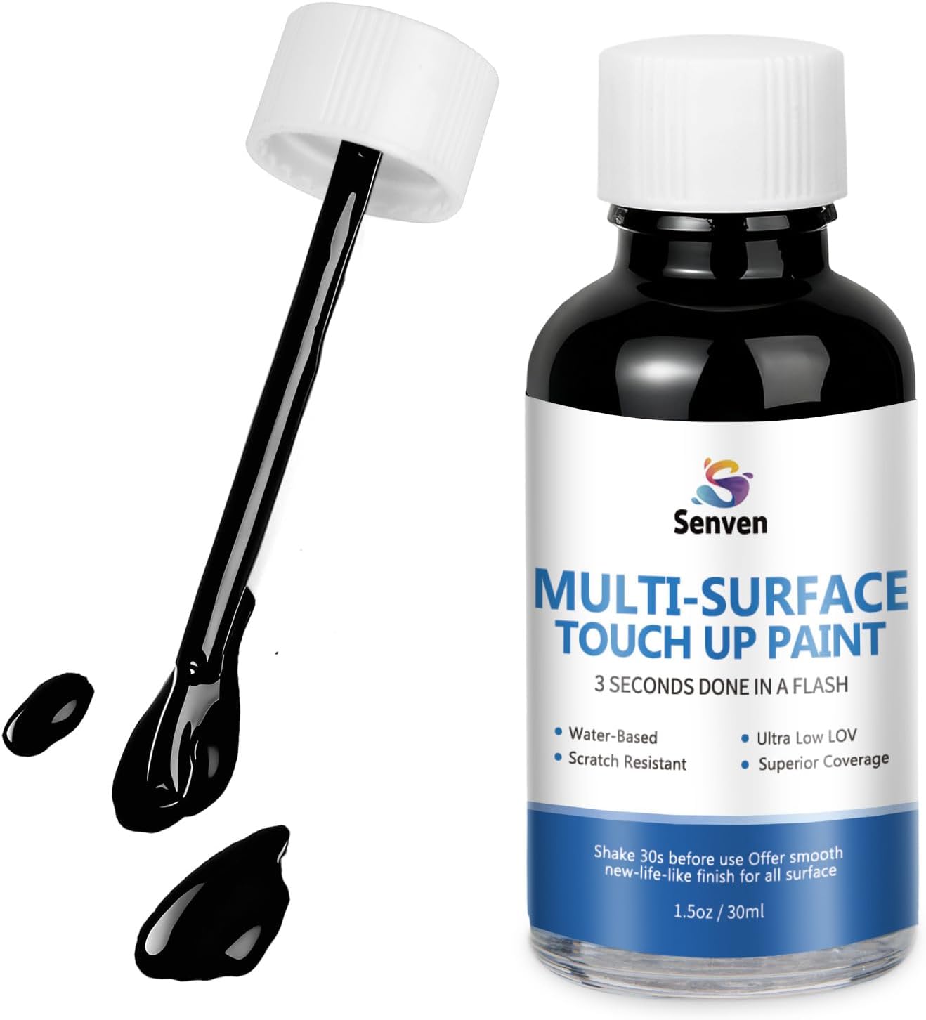 Black Touch Up Paint High-Gloss Black Multi Surface Acrylic Touch Up Paint Pen Scratch Repair for Metal,Wall,Cabinets,Appliances,Wood,Door,Furniture,Enamel 1.5 Fl Oz