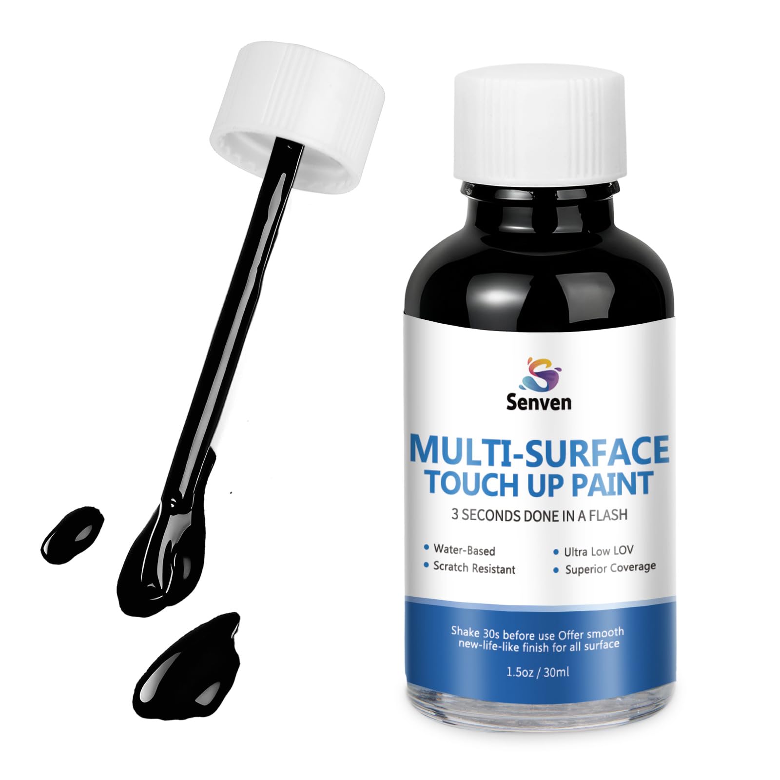 Black Touch Up Paint High-Gloss Black Multi Surface Acrylic Touch Up Paint Pen Scratch Repair for Metal,Wall,Cabinets,Appliances,Wood,Door,Furniture,Enamel 1.5 Fl Oz