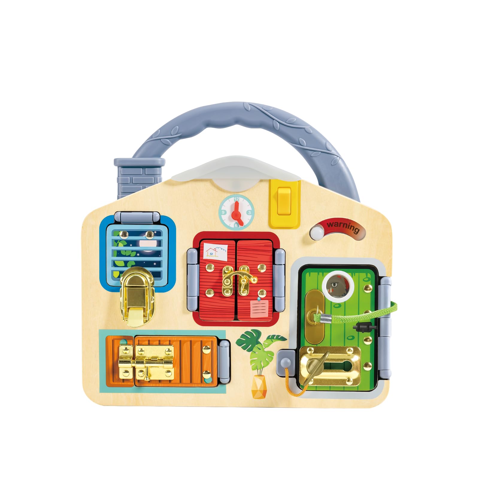 Hape Activity Board Multicolore | Gioco educativo 3–6 Anni | Busy Board in Legno con Porte, Serrature e Chiusure | Senza batterie