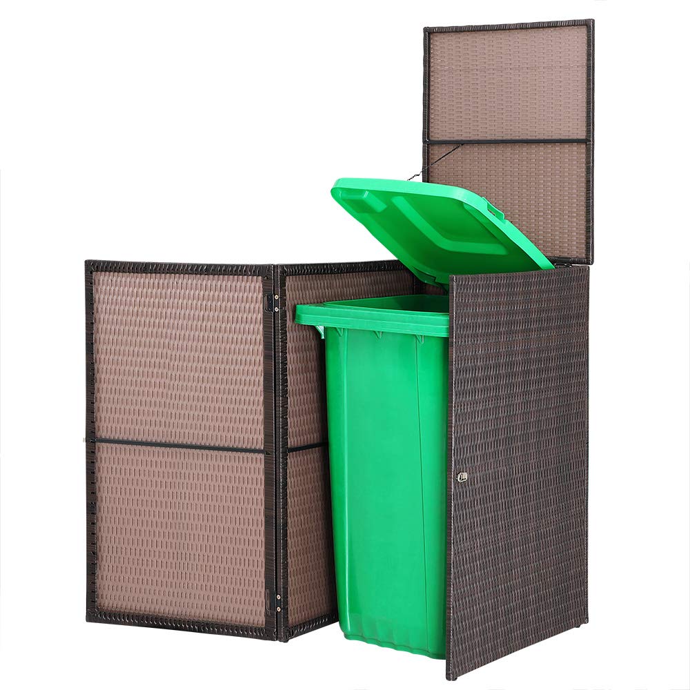 CASARIA® Cache Poubelle extérieur Couvercle + Fermeture 240L abri Poubelle 115x80x65cm polyrotin Range Poubelle Cache conteneur déchets