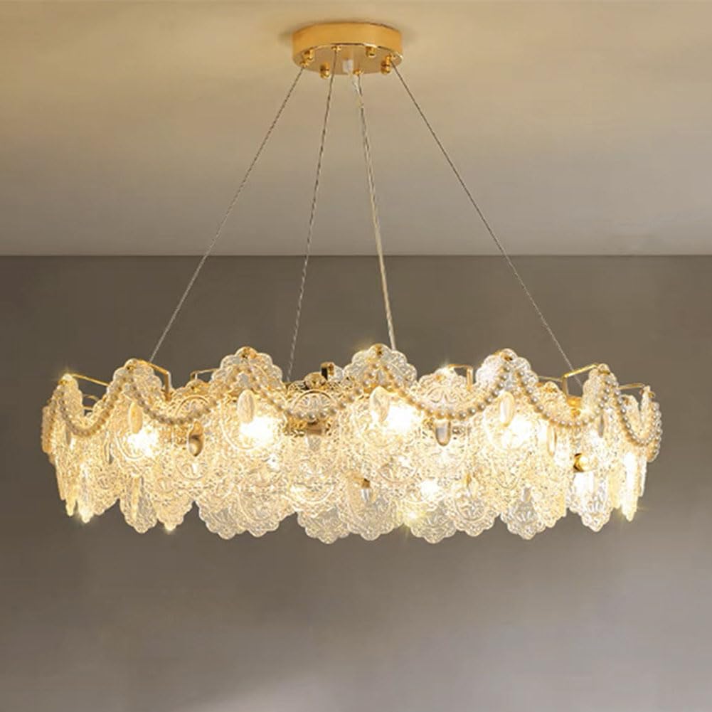 HXYSXHJUO E14 modern light luxury crystal chandelier, french simple european american vintage lamps, for living room dining bedroom fixtures,80cm