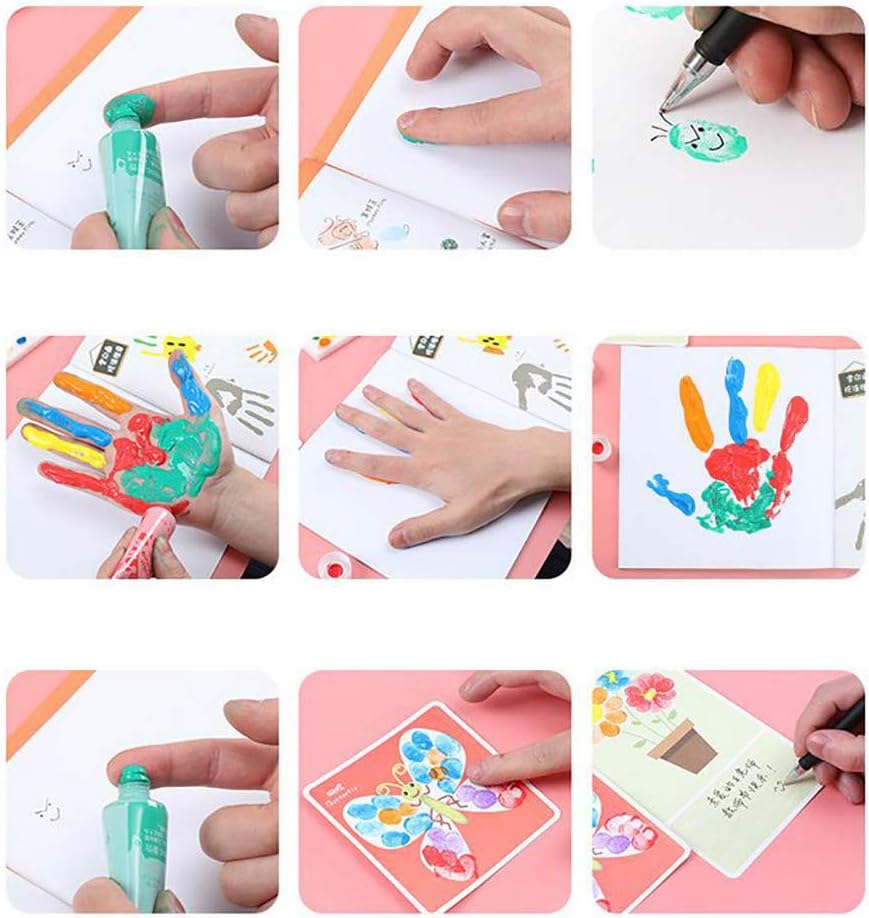 Cnebo Children's Finger Paint Set, Funny Washable Graffiti Painting 6 & 8 Colors Art Supplies, Non-Toxic Drawing Paint,DIY Creation Tool Kit