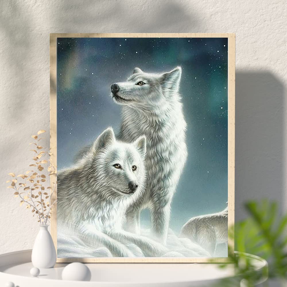 Kit Diamond Painting 5D Quadrato - Lupo In Grandi Dimensioni 40x50 Cm - Tela HD E Strass Inclusi - Arte Fai Da Te Per Adulti E Ragazzi - Regalo Creativo