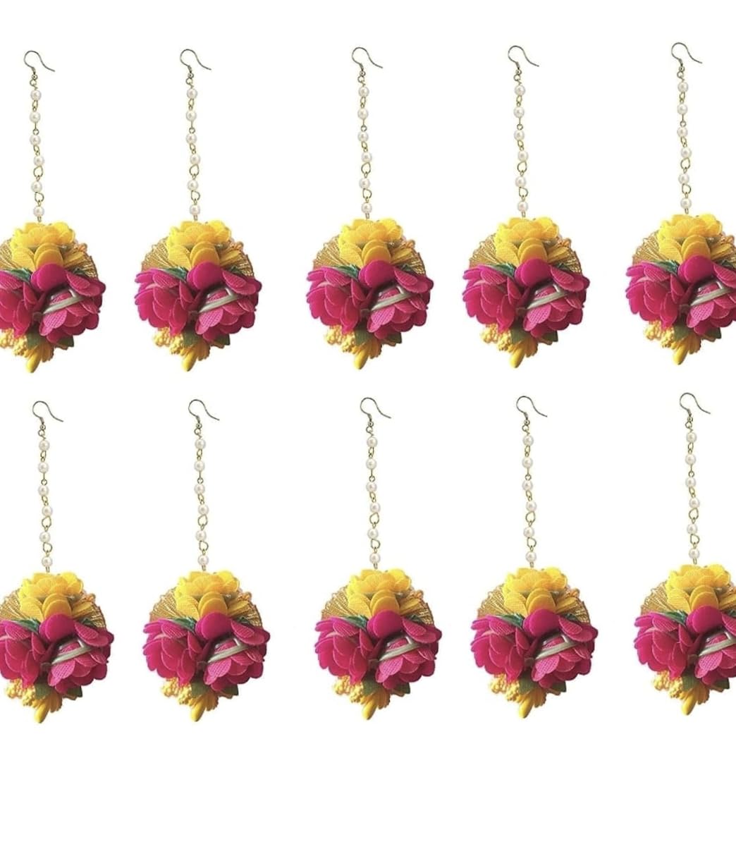 Flower Maang Tikka Jewellery Set for Women- Wedding | Marriage | Baby Shower | Haldi | Mehandi Party in Colour for Girls & Woman (Combo of 20) Mangtika Bridal Gals | Ladies (20)