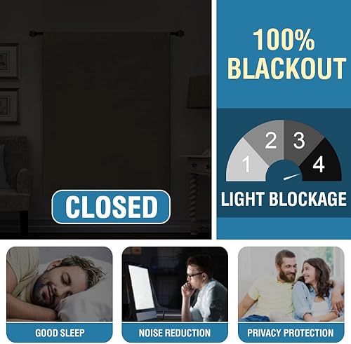 Miniatura 4 de H.VERSAILTEX Cortinas 100% opacas con amarre para dormitorio, cortinas con aislamiento térmico de 63 pulgadas de largo, con bolsillo para barra,