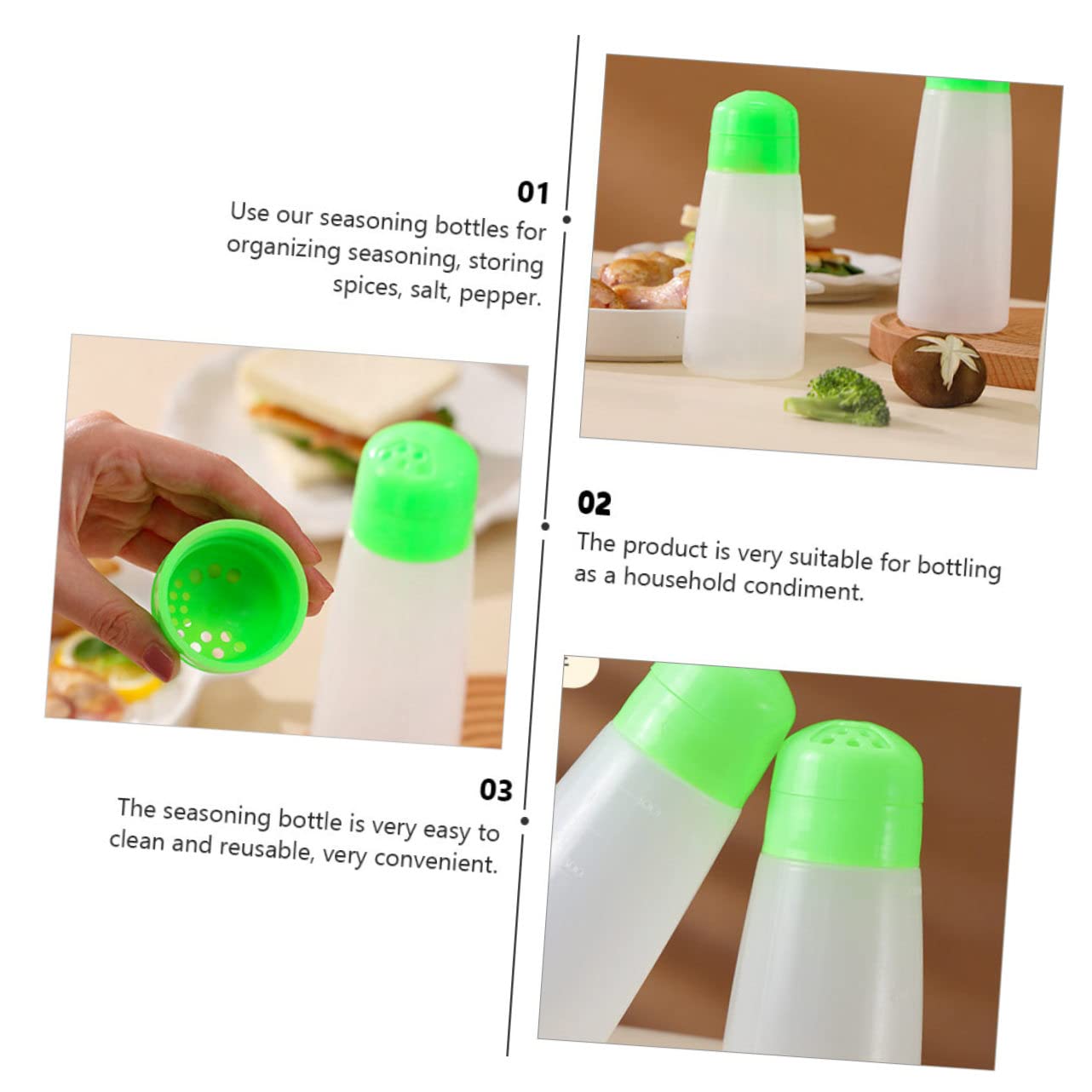 Garneck 6 Pack Pepper Condiment Bottle Set Spice Storage Jars Modern Salt Pepper Kitchen Seasoning