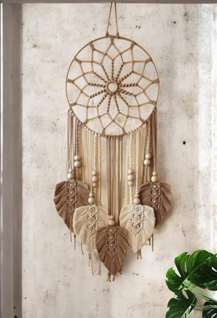 Macrame Dreamcatcher, Boho Wall Decor for Living Room, Bedroom, kidsroom, Balcony, offwhite and Beige-image-40