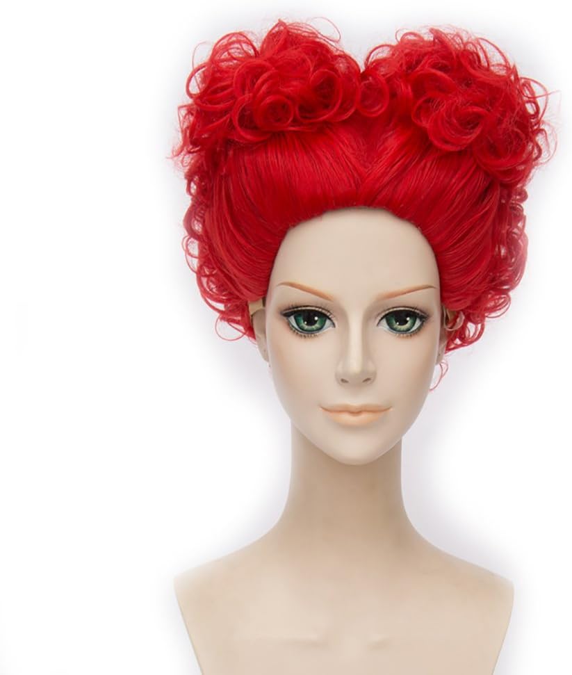 CHC FAIRYRed Queen Wig Alice Cosplay Anime Hair Short Red Curly Movie Cosplay Wig