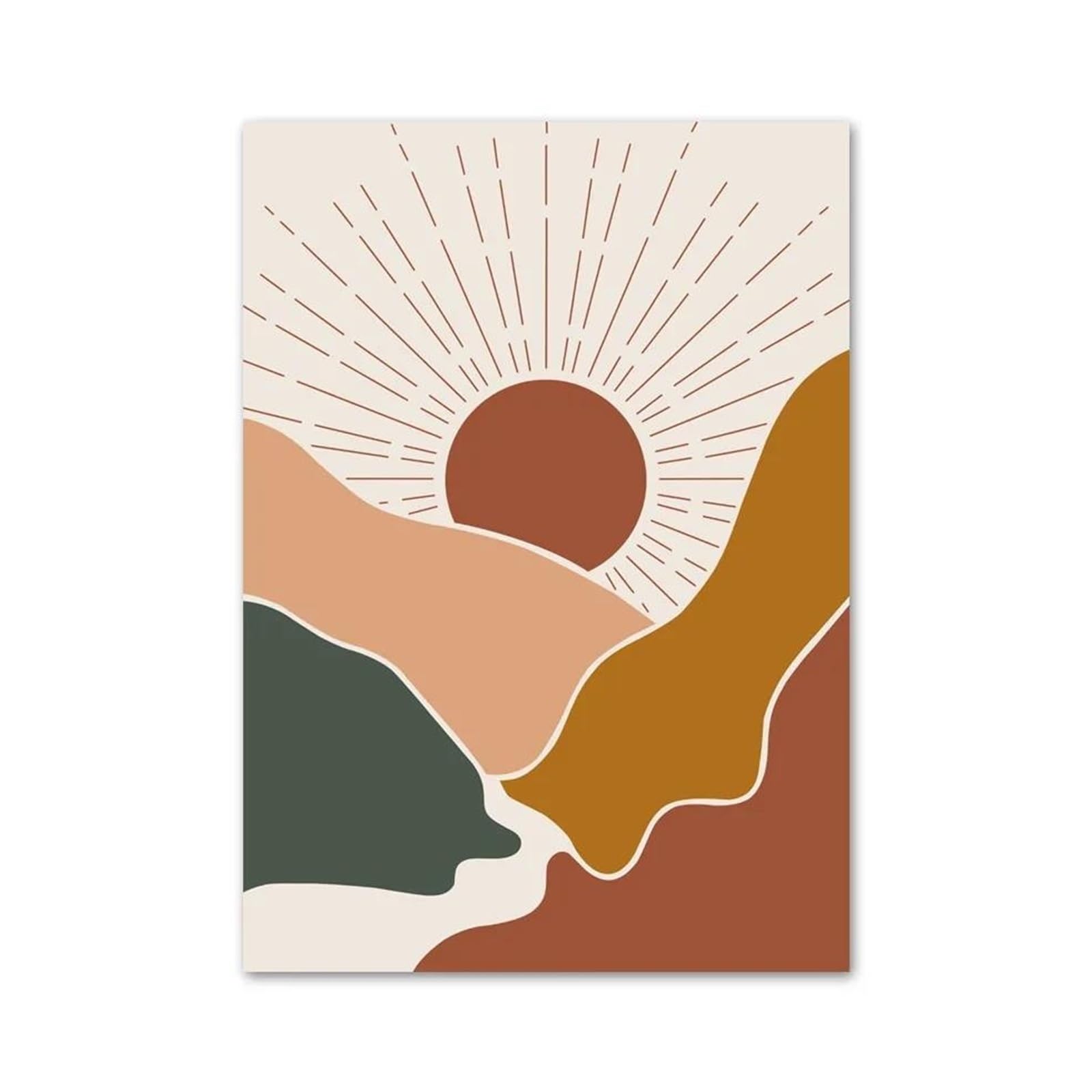 Toile art mural abstrait bohème affiche feuilles et arc-en-ciel nordique 30x40