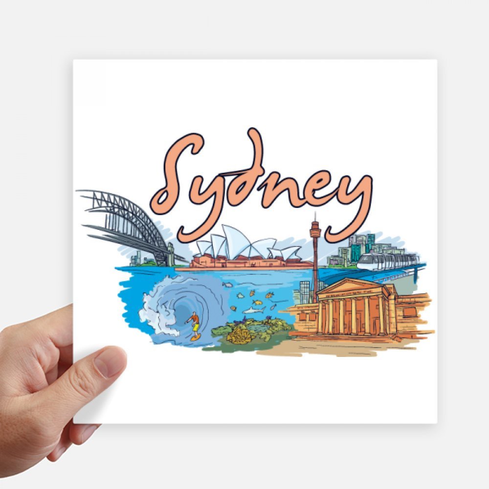 Autocollant Ville Australie 20 cm x 20 cm stickers carrés DIYthinker pour ordinateur et mur x4