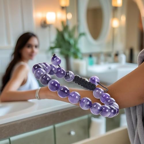 Miniatura 3 de Pulsera de amatista natural certificada con cuentas de 0.315 in, curación espiritual, paz, amor, Gema, Ágata