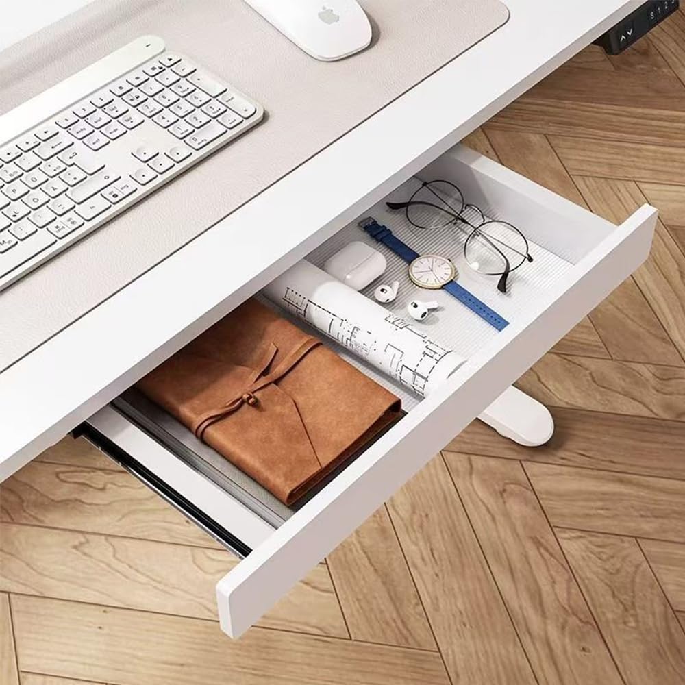 Zeefan White Under Desk Mounted Sliding Drawer To Pull Out, Attachable Desk Pencil Drawer Ball-Bearing Slides (White)