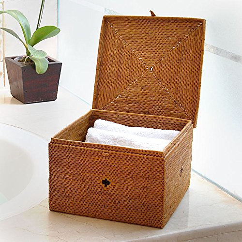 Amazon.co.jp: 【アジア工房】アタで編まれた大きなフタ付きボックス型