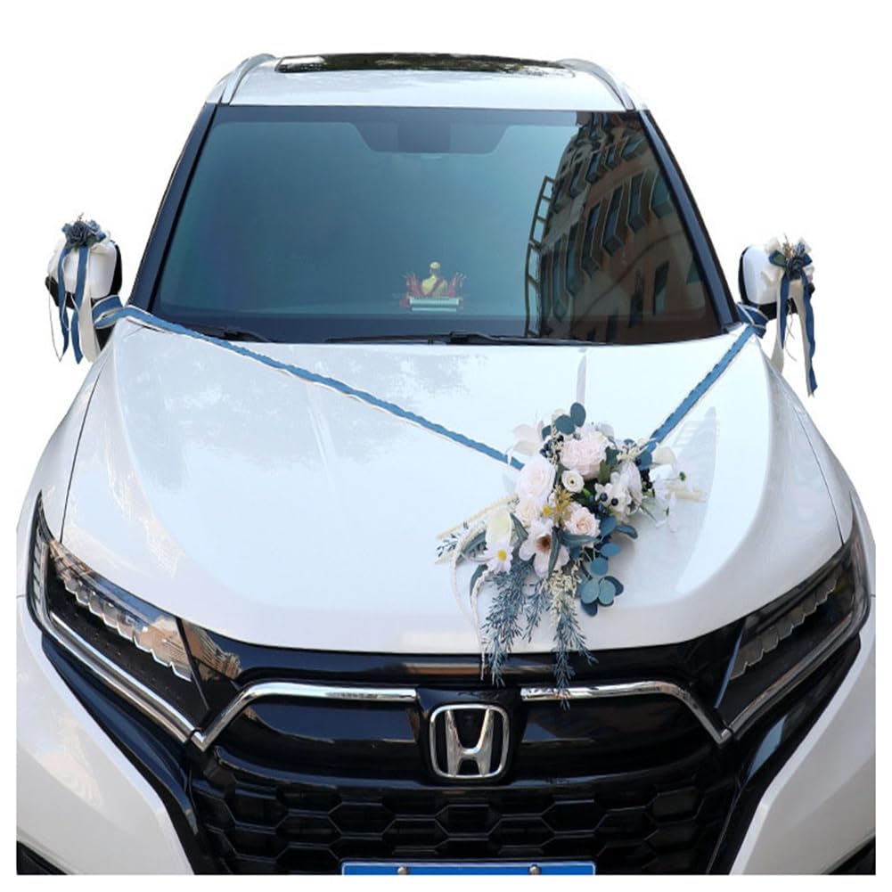 Autoschmuck Hochzeit Auto Schmuck Braut Paar Rose Deko Dekoration Hochzeit Car Auto Wedding Deko Hochzeitsauto Dekorationsset Hochzeitsdeko Auto Blumenschmuck Hochzeitsschmuck Champagner Blau
