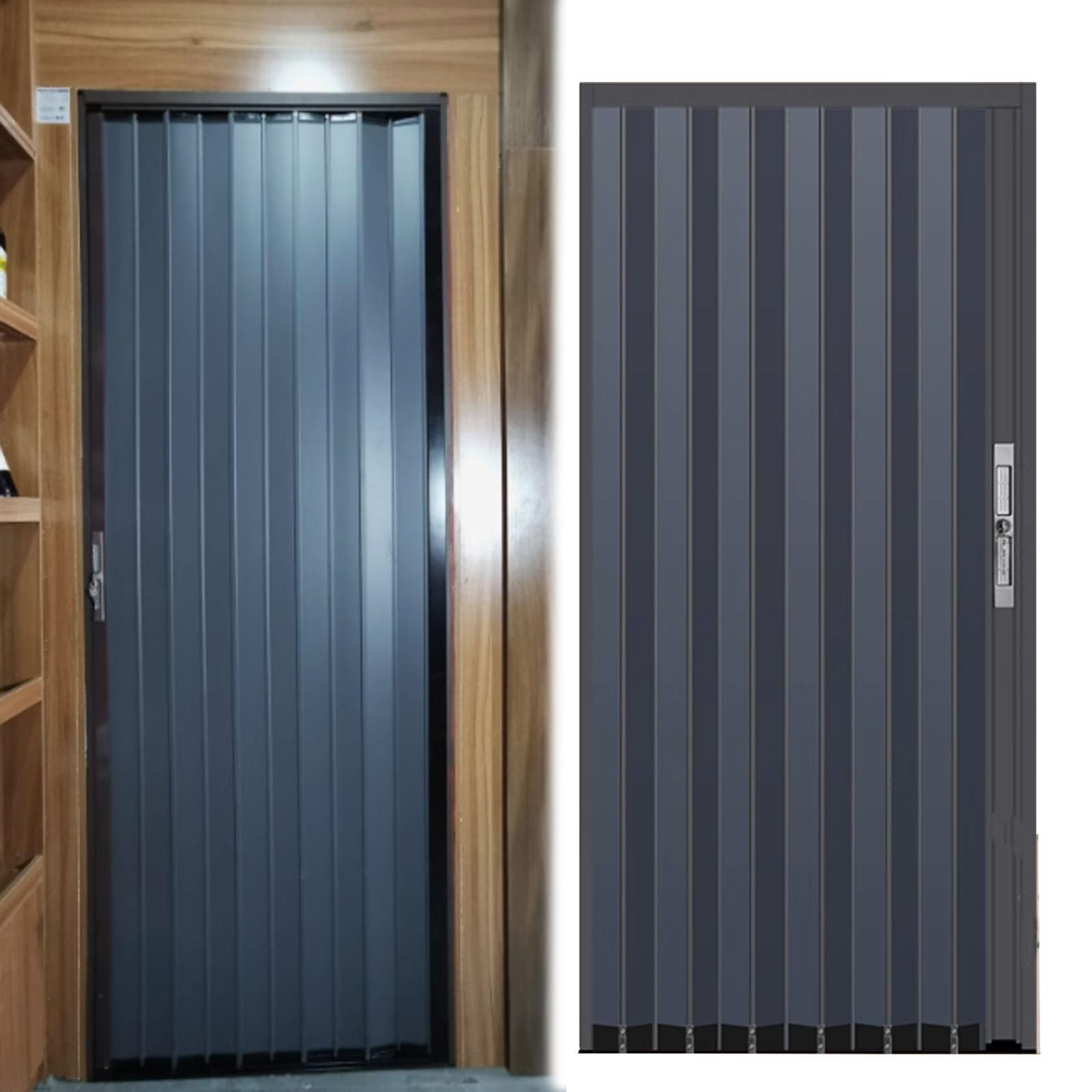Wlcgyd One Color Concertina Door Lockable Accordion Doors, 51 61 71 81 101 121 151 181 Cm Wide Heavy Duty Insulation Folding Sliding Barn Door For Interior Outside，Retractable Storm Doors(Wxh 78X80in(198X203cm))