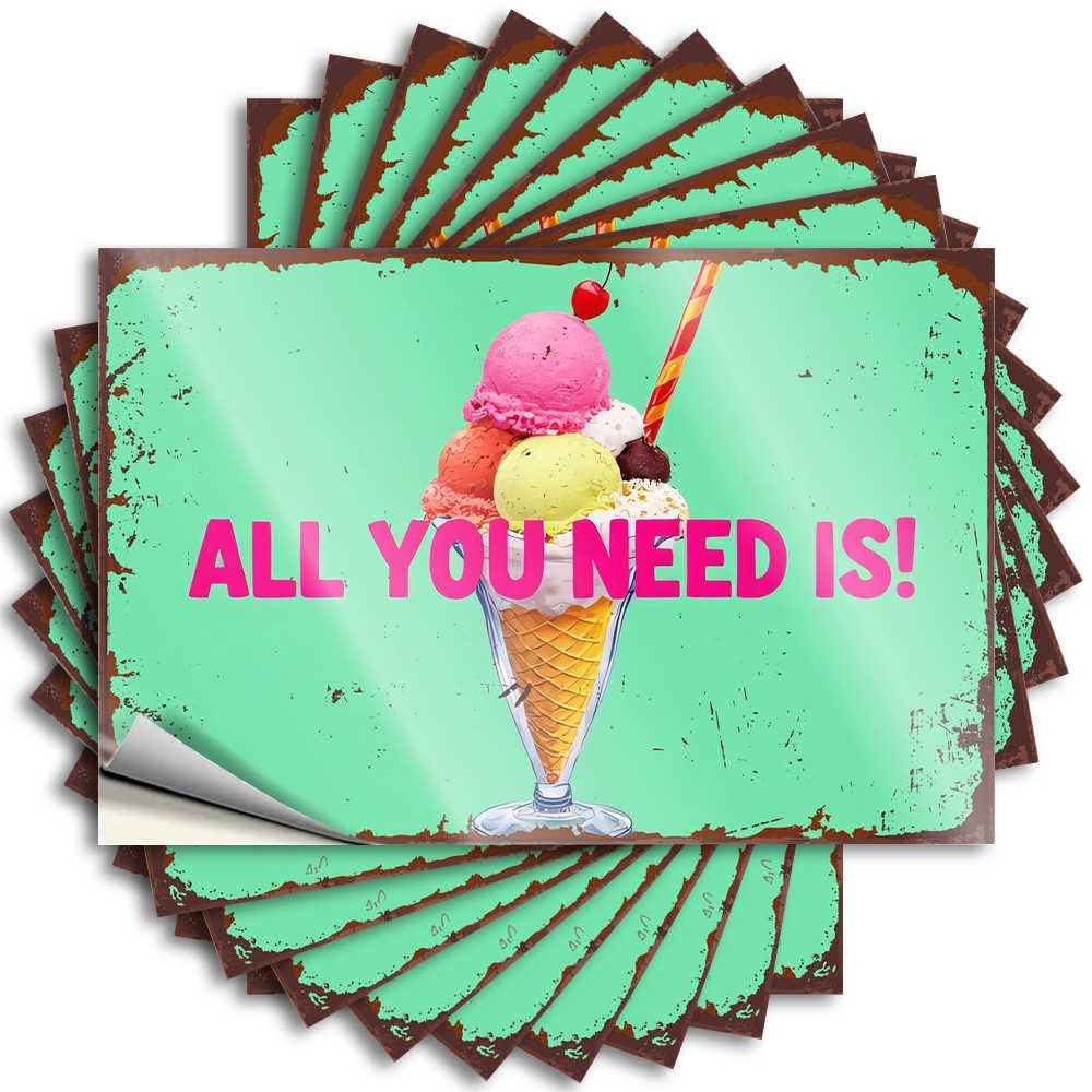 Grunge Room Decor Aesthetic Bottle Saying | Summer Delight: All You Need is Ice Cream! Badass Durable Vinyl Sticker Easy Apply for Spring(6X9CM)