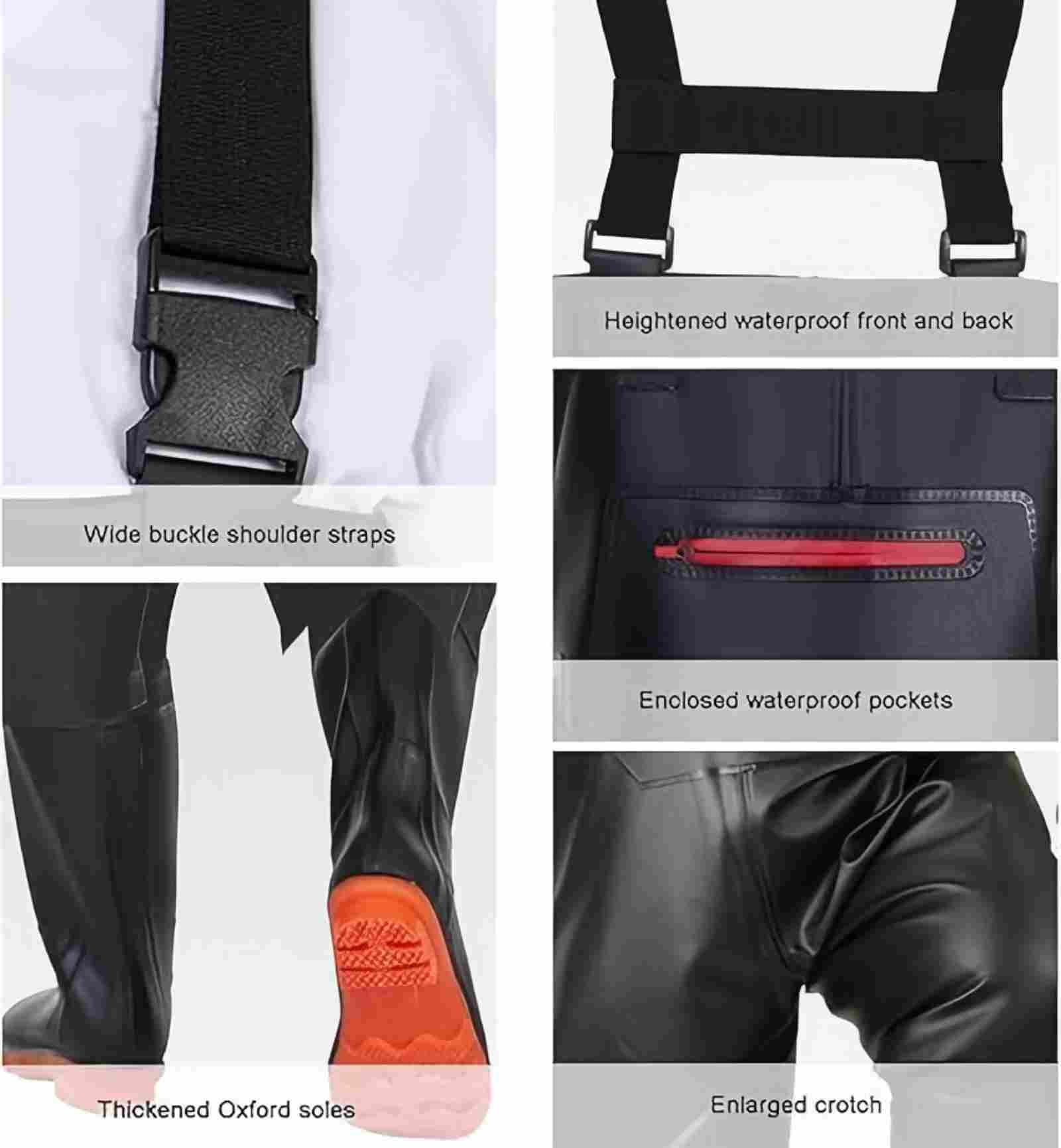 HoldOneLight Vadeadores de gran tamaño para hombre, PVC, impermeable, para caza, con cinturón para el pie de bota, transpirable, ligero