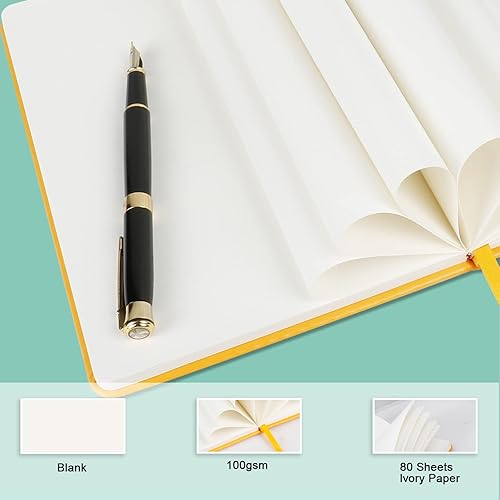 Miniatura 3 de Cuaderno de diario en blanco, 160 páginas, tamaño mediano de 8.3 x 5.7 pulgadas, papel grueso de 3.53 ozm, tapa dura