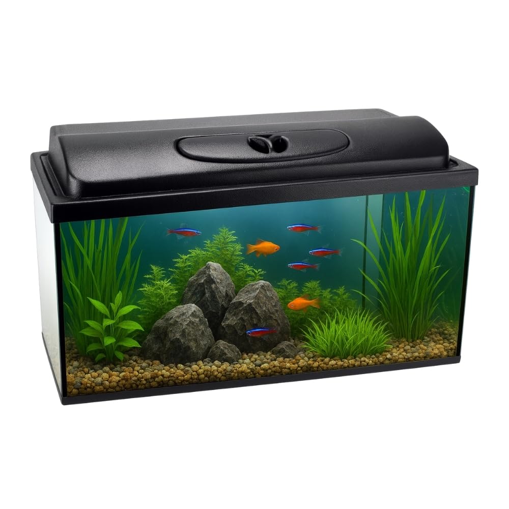 Aquarium Komplettset 60x30x30 54 L Starterset Becken mit Abdeckung inkl. LED Beleuchtung Aquarium Set Komplett