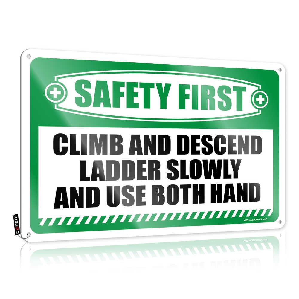 Fzfn Colour Retro Wall Art Unique Porch Decorations Ideas Safety First Climb And Descend Ladder Slowly And Use Both Hand - Vintage Wall Decor For Man Cave Bar(20X30cm)