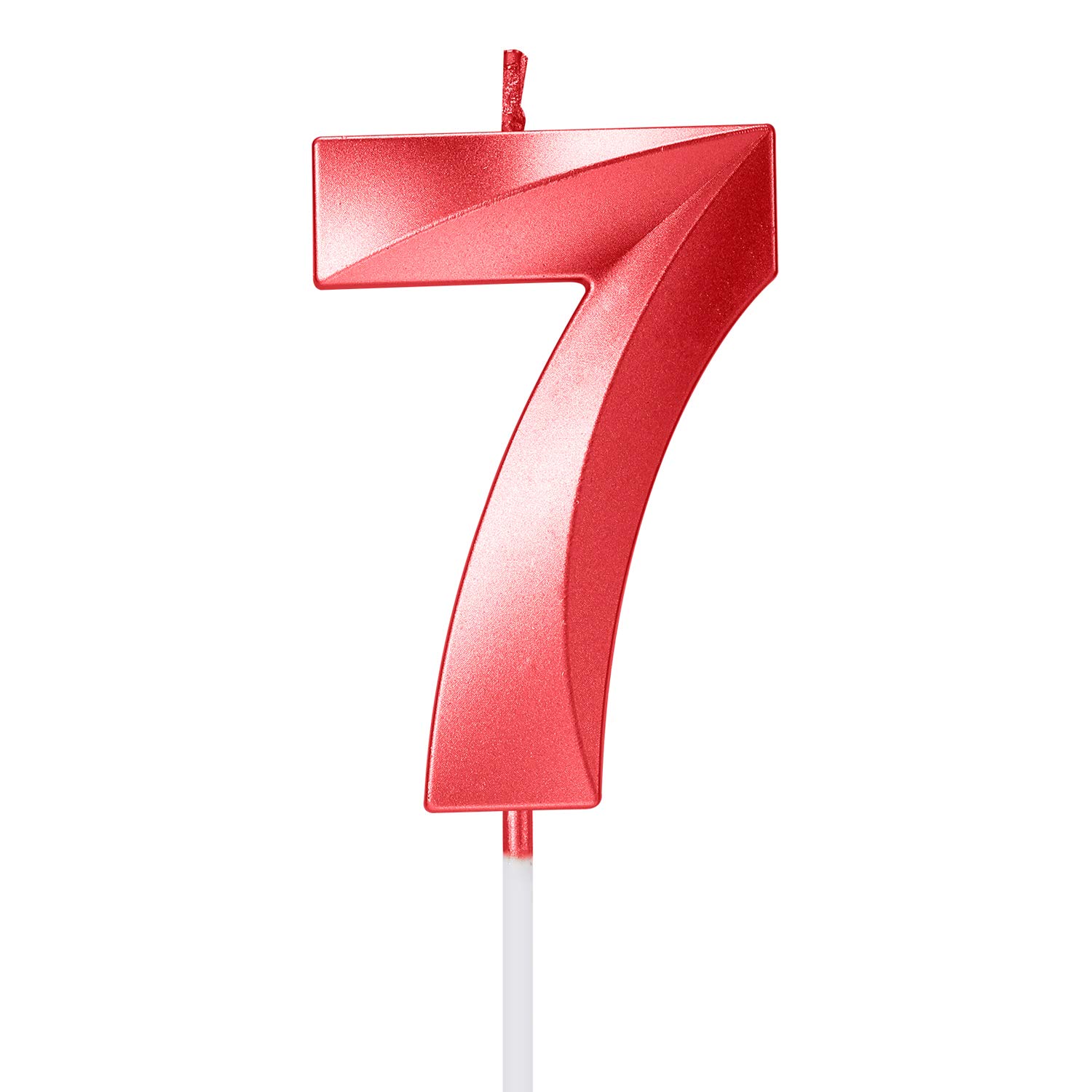 Happy Birthday Metallic Red 7 Number Numeral Candles - Birthday Cake Topper