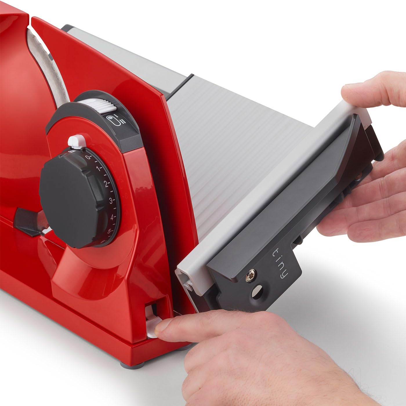 GRAEF MYtiny MT1003 Klappbarer Allesschneider Vollmetall Wellenschliffmesser Ø170 mm Schnittstärke 0-15 mm Energiesparmotor 170 W Brotschneidemaschine