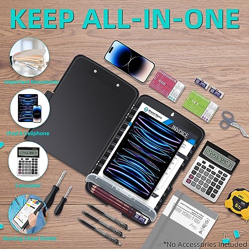 Sunnyclip Clipboard with Storage, Real Hinge Heavy Duty 8.5x11 Clipboards - with Pen Holder, Plastic Nursing Letter Size Storage Slimcase, Smooth Writing, for Paperwork Office Classroom
