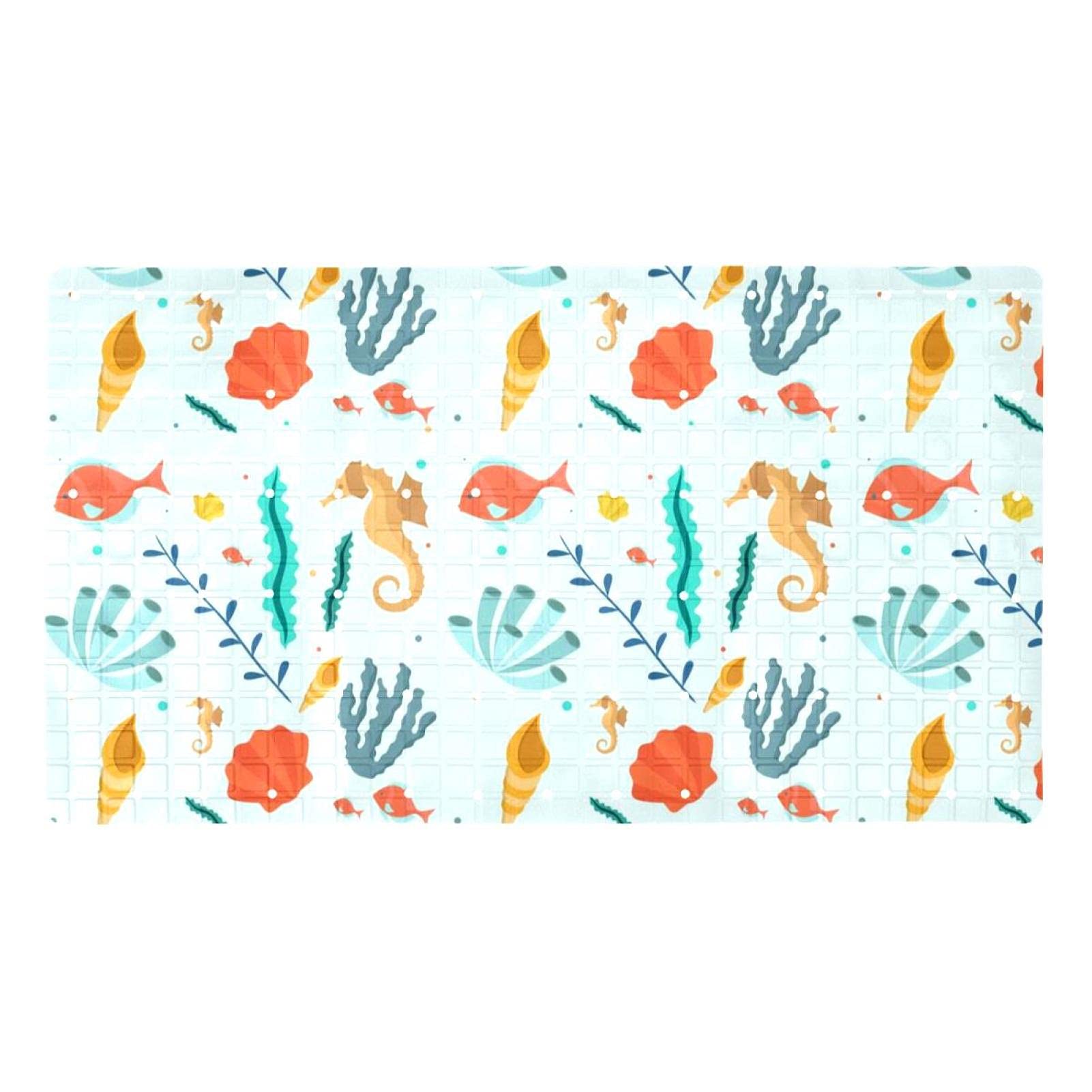 Tapis de bain antidérapant en PVC haut de gamme décor poisson corail
