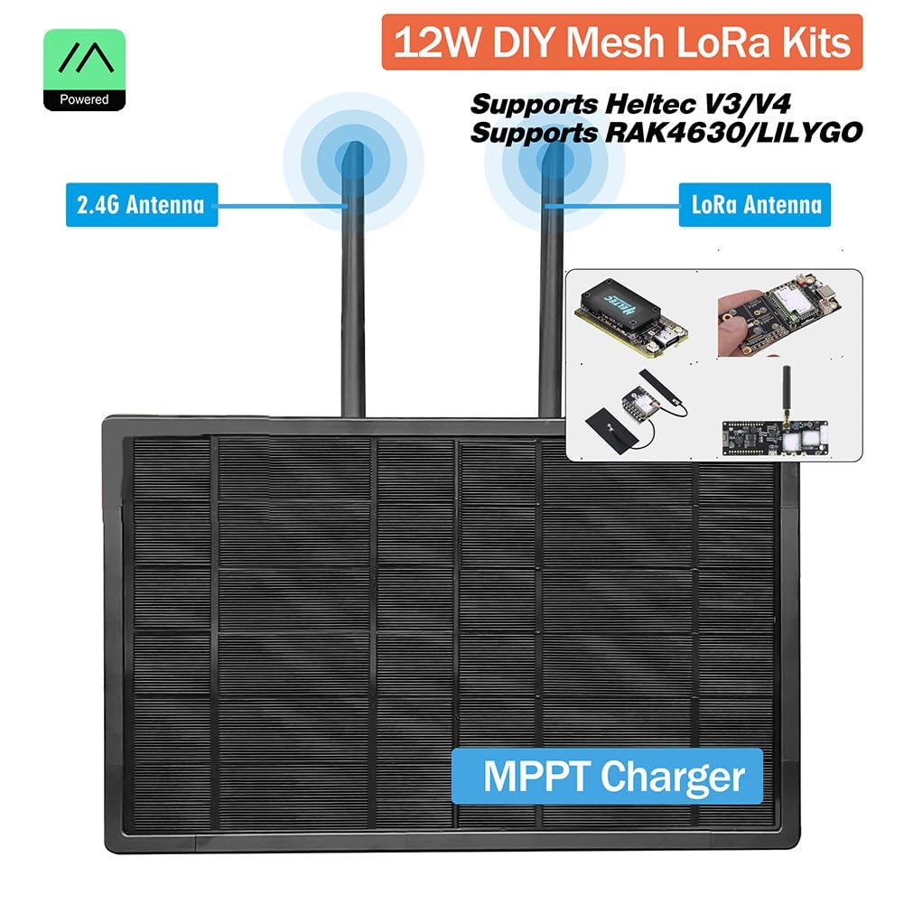 Für Heltec V3/V4 LoRa Batterie für RAK4631 IoT 12W MPPT Solarpanel Outdoor IP67 Wasserdicht WiFi Meshtastic 868Mhz