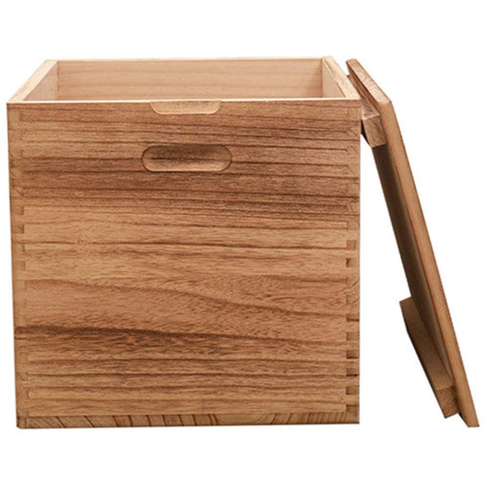Tabouret de rangement salon en bois massif avec housse amovible