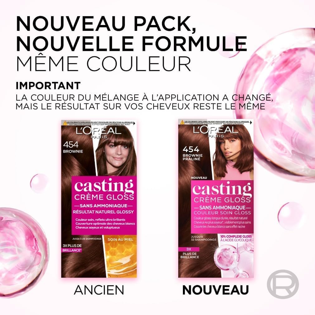 L’ORÉAL PARIS - Coloration Cheveux Semi-Permanente Ton sur Ton - Couleur Soin Gloss - Sans Ammoniaque - Casting Crème Gloss - Nuance : Cerise Noire (3.60)