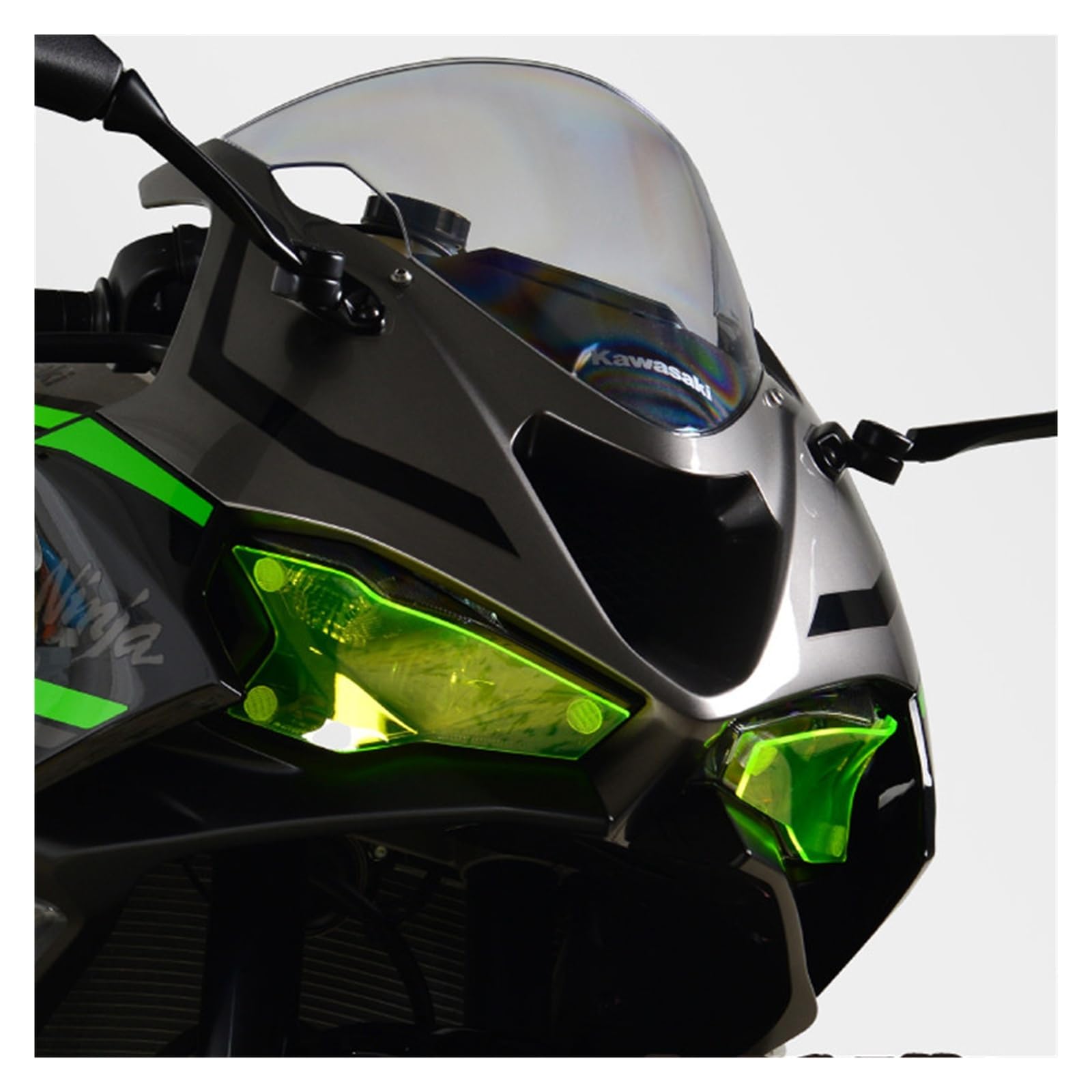 osłona reflektora motocykl Dla Kawasaki Ninja500 Ninja 500 Osłona Reflektora Motocykla, Folia Ochronna Zmieniająca Kolor, Soczewka Reflektora metalowy retro grill(Yellow)