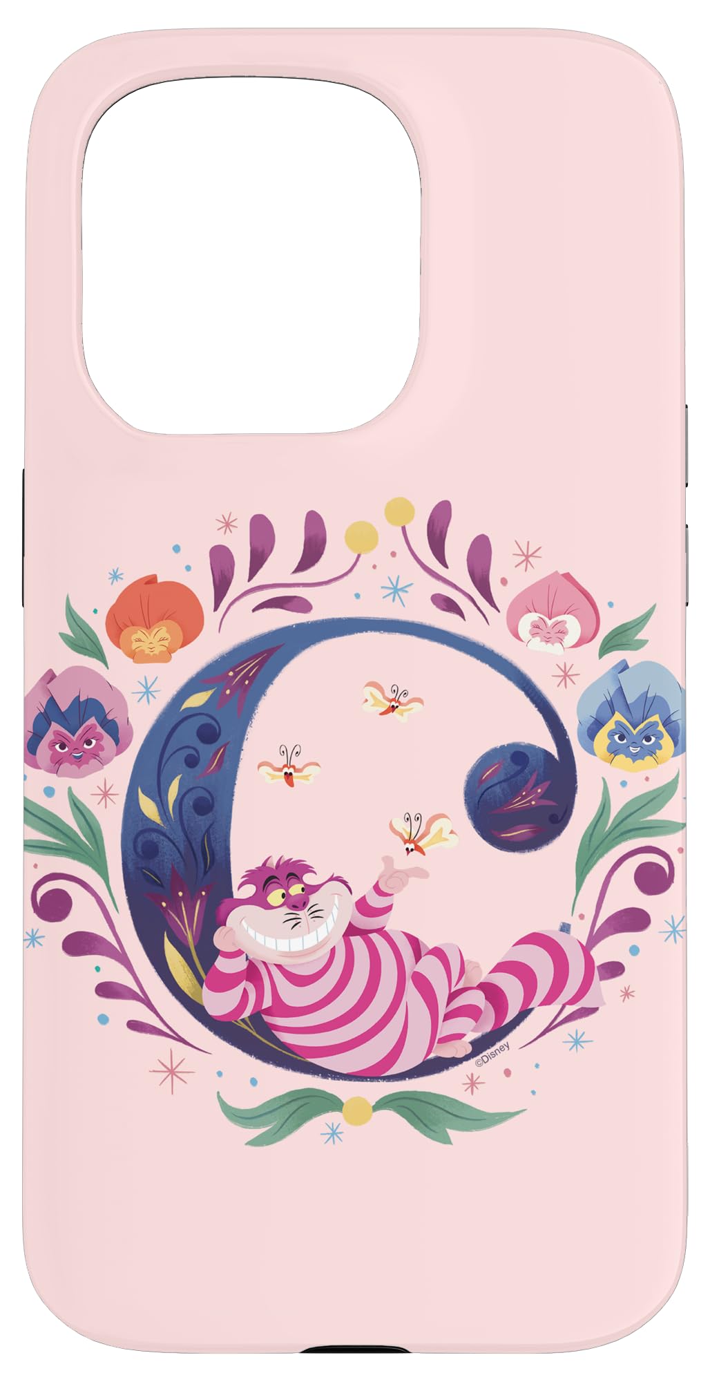 Custodia per iPhone 15 Pro Disney Alfabeto Monogramma Lettera C per Stregatto