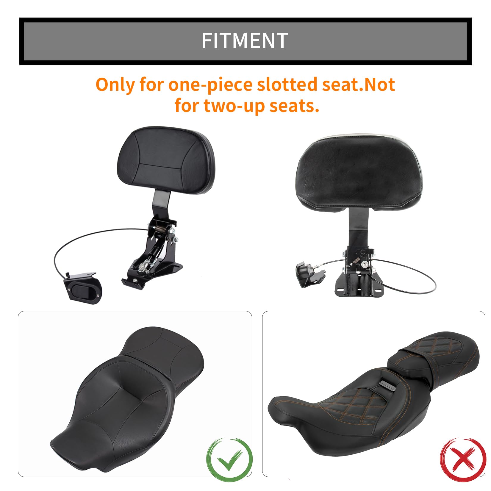 PU Plug-In Adjustable Rider Backrest For Harley Road King FLHT/X FLHTK/C FLTRX/U - View #3